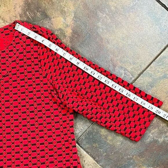 Kim Rogers 3/4 Sleeve Red Black Geometric Polka Dot Blouse 2X - Picture 7 of 9